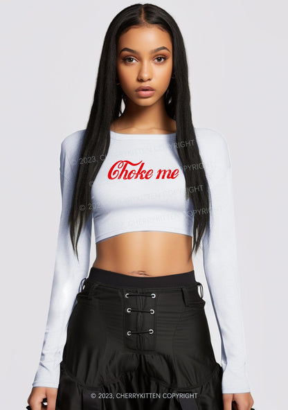 Choke Me Y2K Long Sleeve Crop Top Cherrykitten