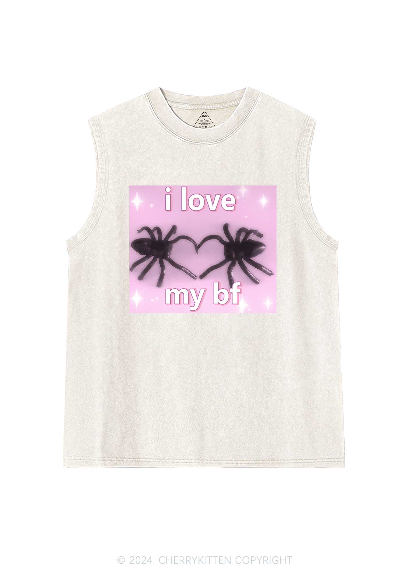 Love My Spider BF Y2K Valentine's Day Washed Tank Cherrykitten