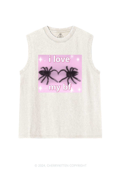 Love My Spider BF Y2K Valentine's Day Washed Tank Cherrykitten