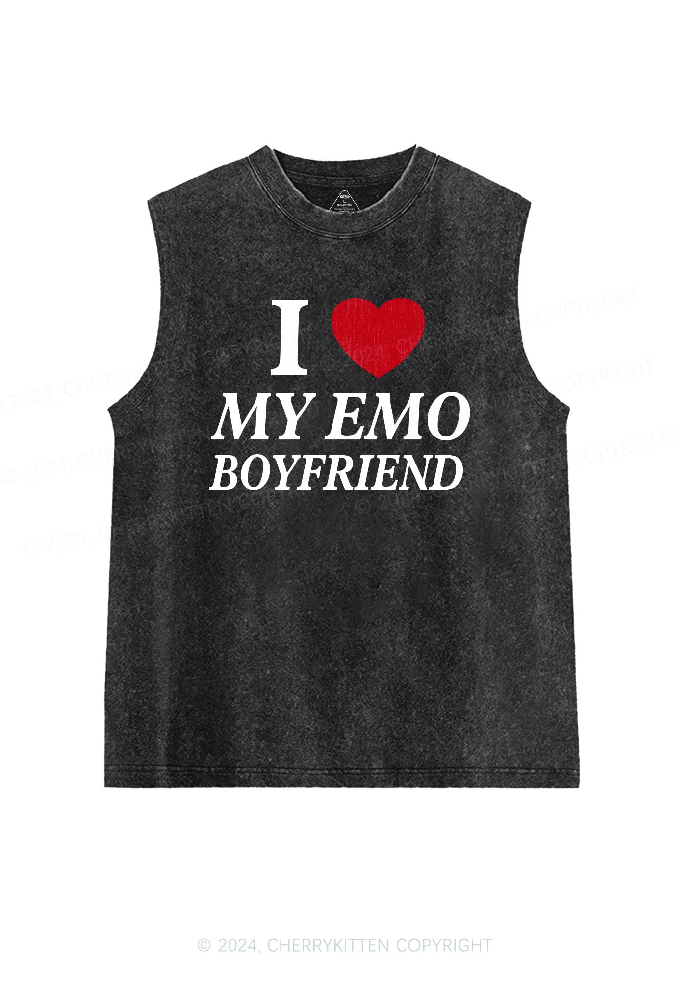 I Love My Emo BF Y2K Valentine's Day Washed Tank Cherrykitten