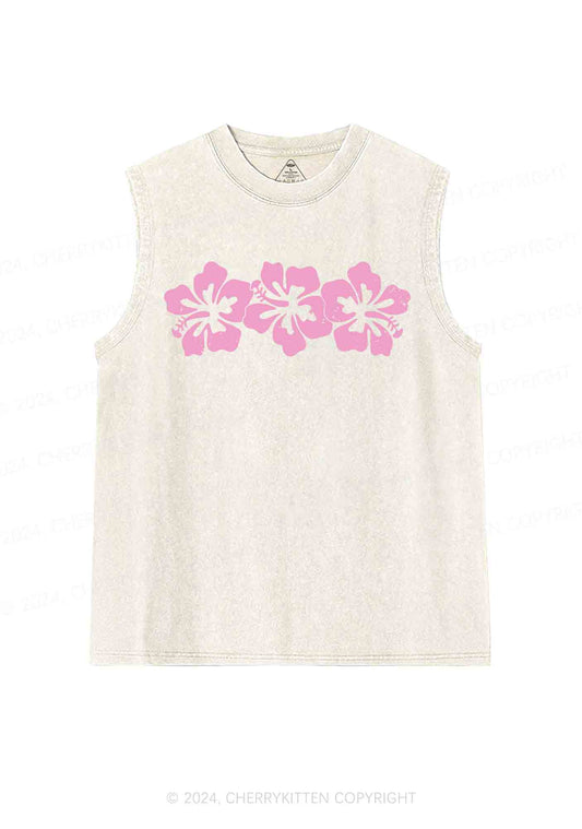 Vintage Hibiscus Flower Y2K Washed Tank Cherrykitten