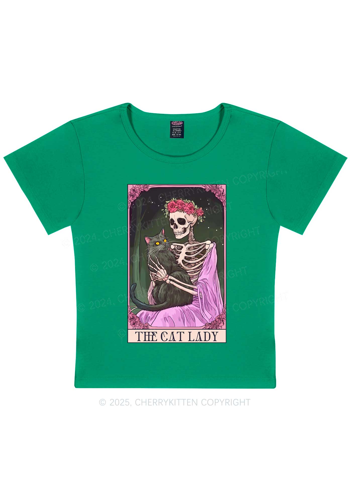 Skeleton Lady Y2K Baby Tee Cherrykitten