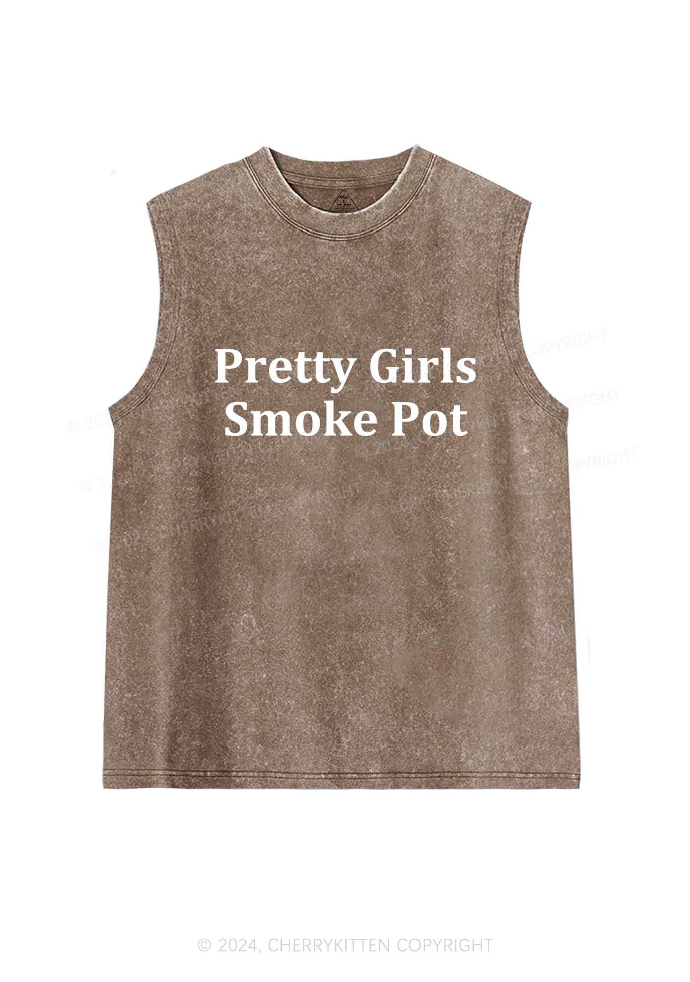 Pretty Girls Smoke Pot Y2K Washed Tank Cherrykitten