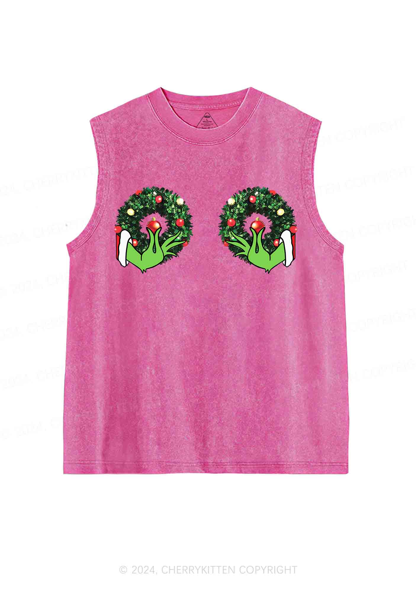 Christmas Wreath Y2K Washed Tank Cherrykitten