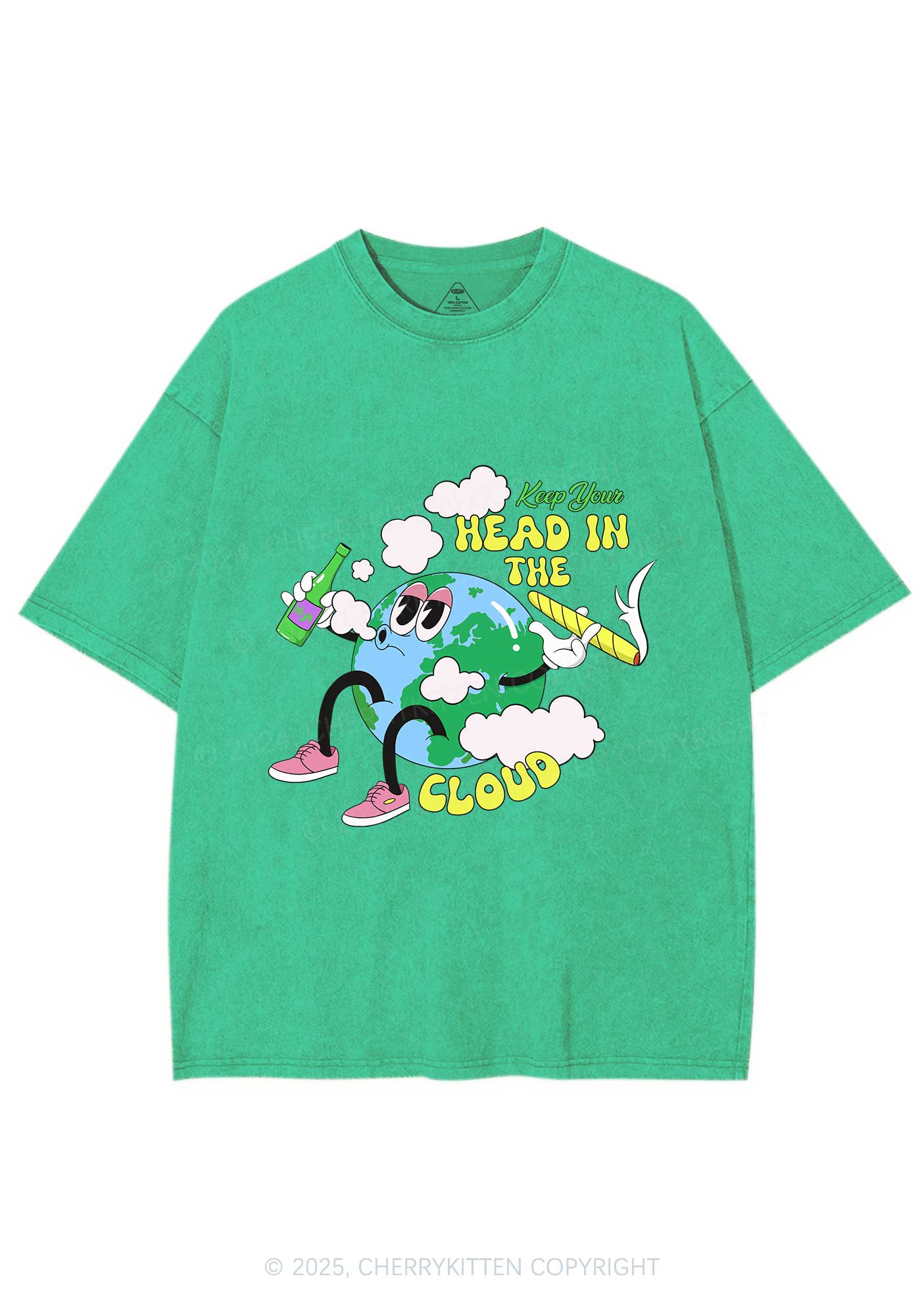 Keep Your Head In Cloud Y2K Washed Tee Cherrykitten