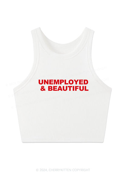 Unemployed And Beautiful Y2K Crop Tank Top Cherrykitten