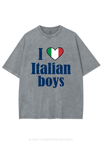 I Love Italian Boys Y2K Washed Tee Cherrykitten