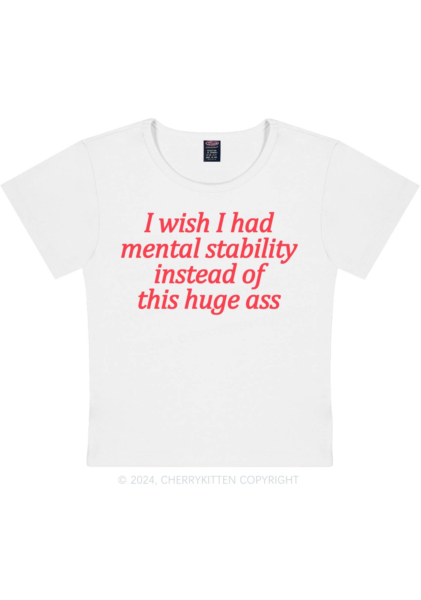 I Wish Mental Stability Y2K Baby Tee Cherrykitten