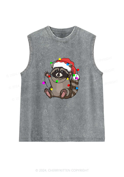 Christmas Raccoon Y2K Washed Tank Cherrykitten