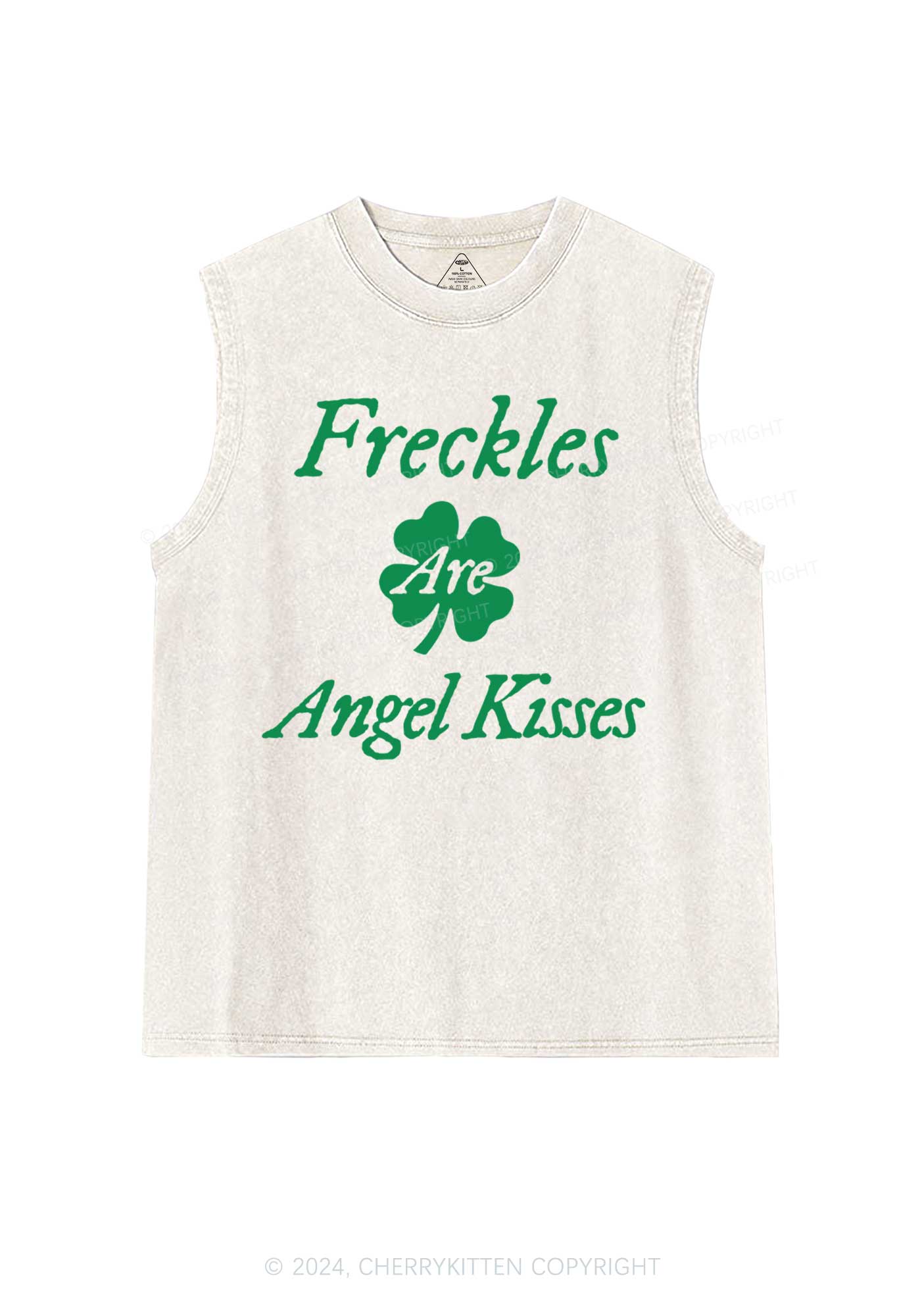 Freckles Are Angel Kisses St Patricks Y2K Washed Tank Cherrykitten