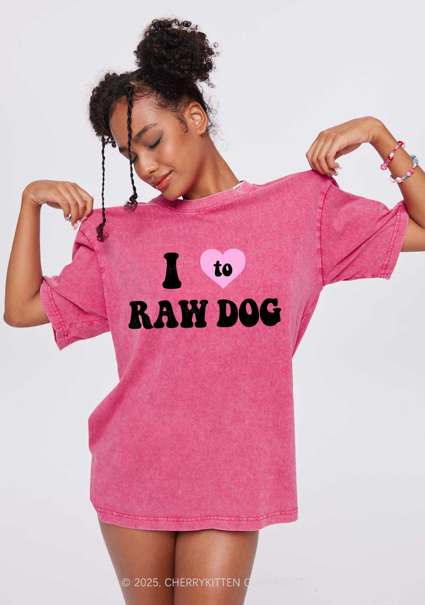 I Love Raw Dog Y2K Washed Tee Cherrykitten