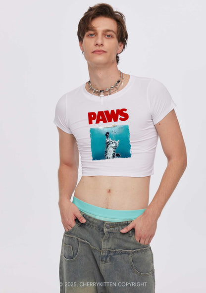 Paws Jaws Cat Y2K Baby Tee Cherrykitten