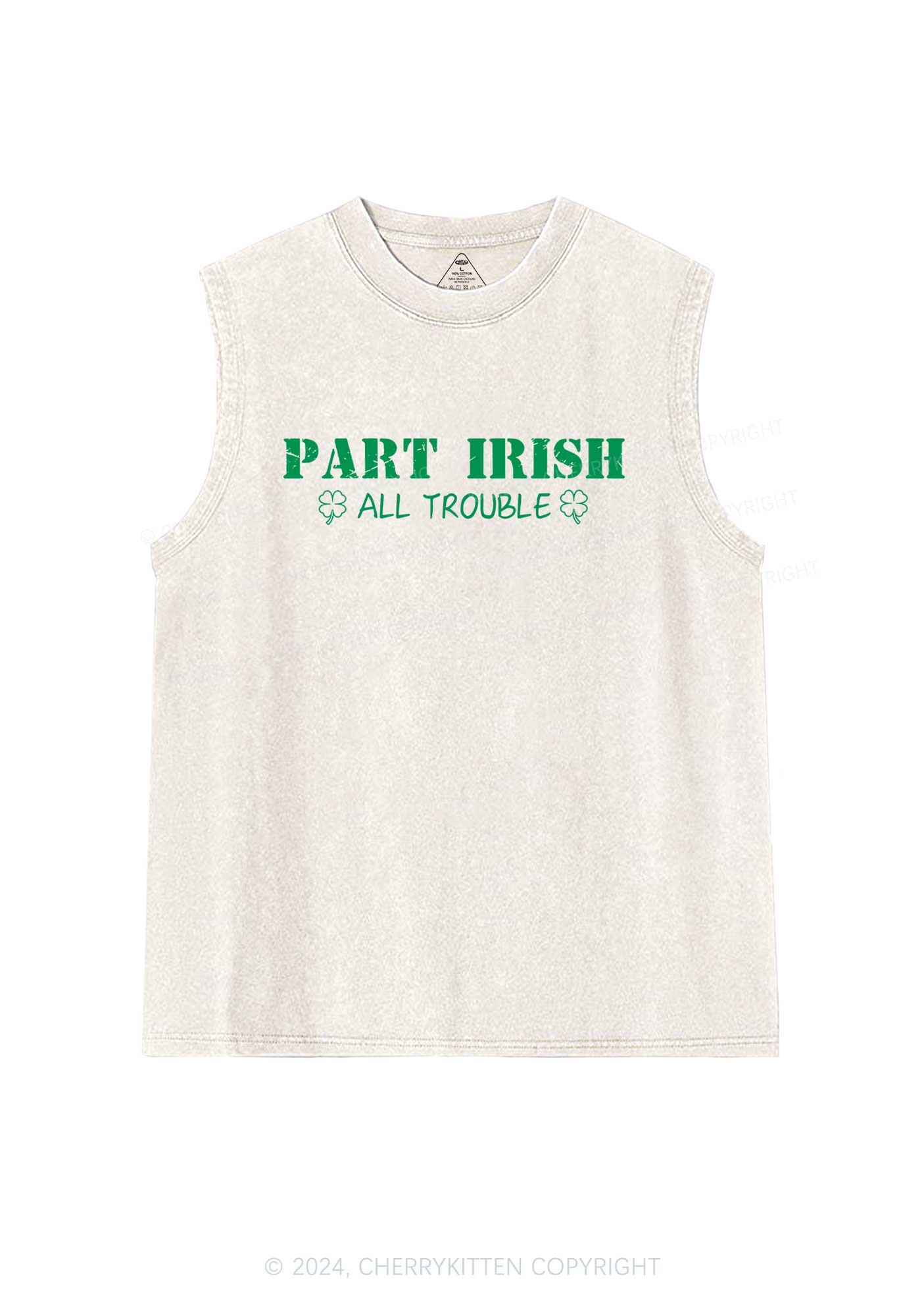 Part Irish All Trouble St Patricks Y2K Washed Tank Cherrykitten