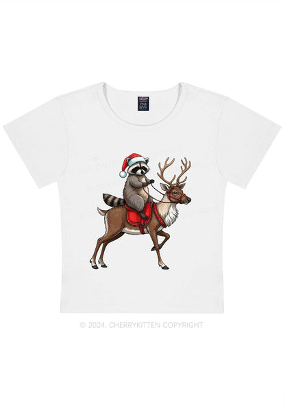 Christmas Feral Raccoon Y2K Baby Tee Cherrykitten