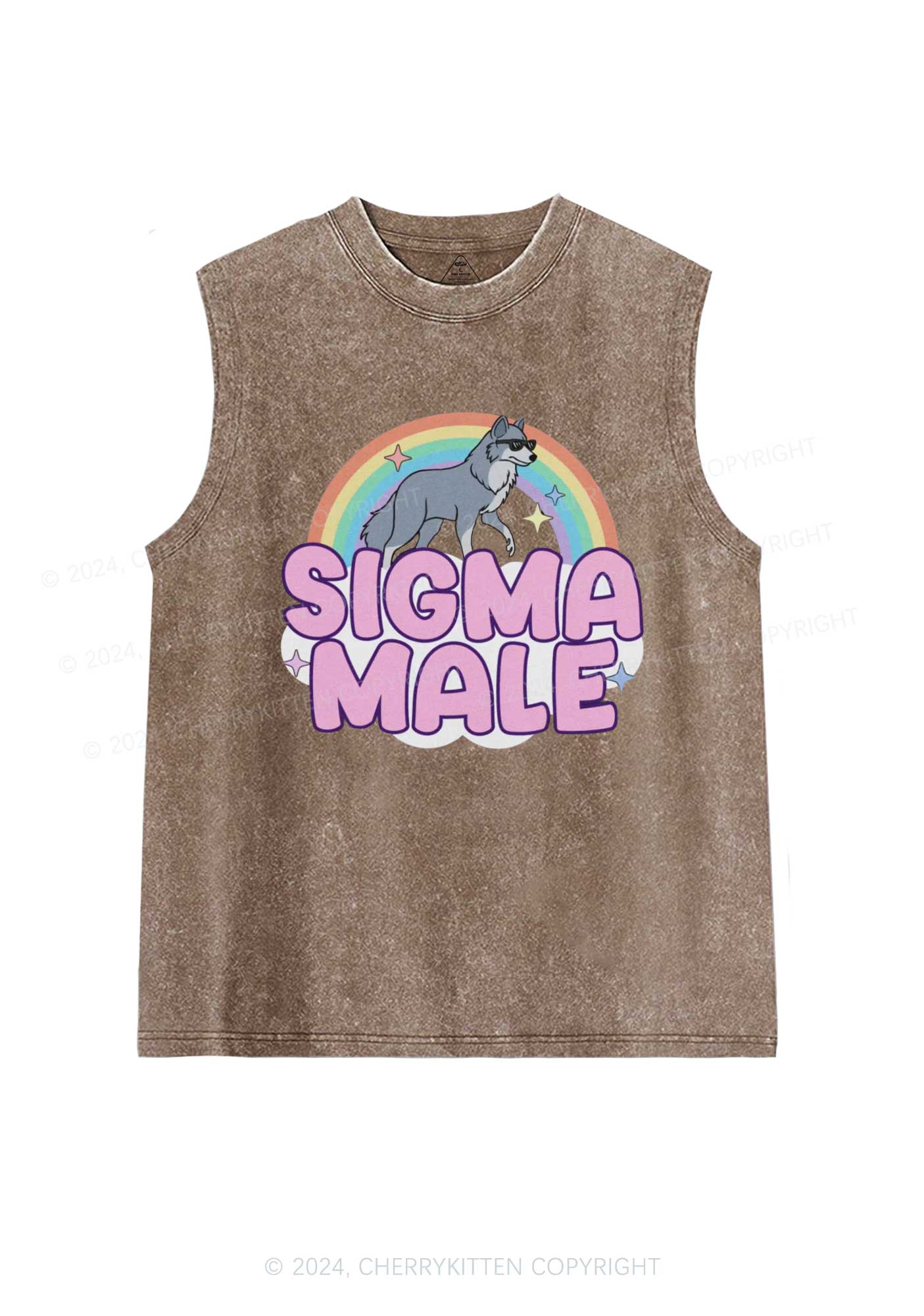 Sigma Male Wolf Y2K Washed Tank Cherrykitten