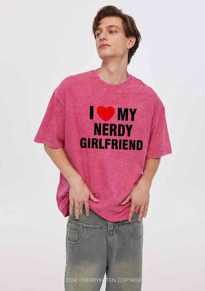 Love My Nerdy Girlfriend Y2K Valentine's Day Washed Tee Cherrykitten