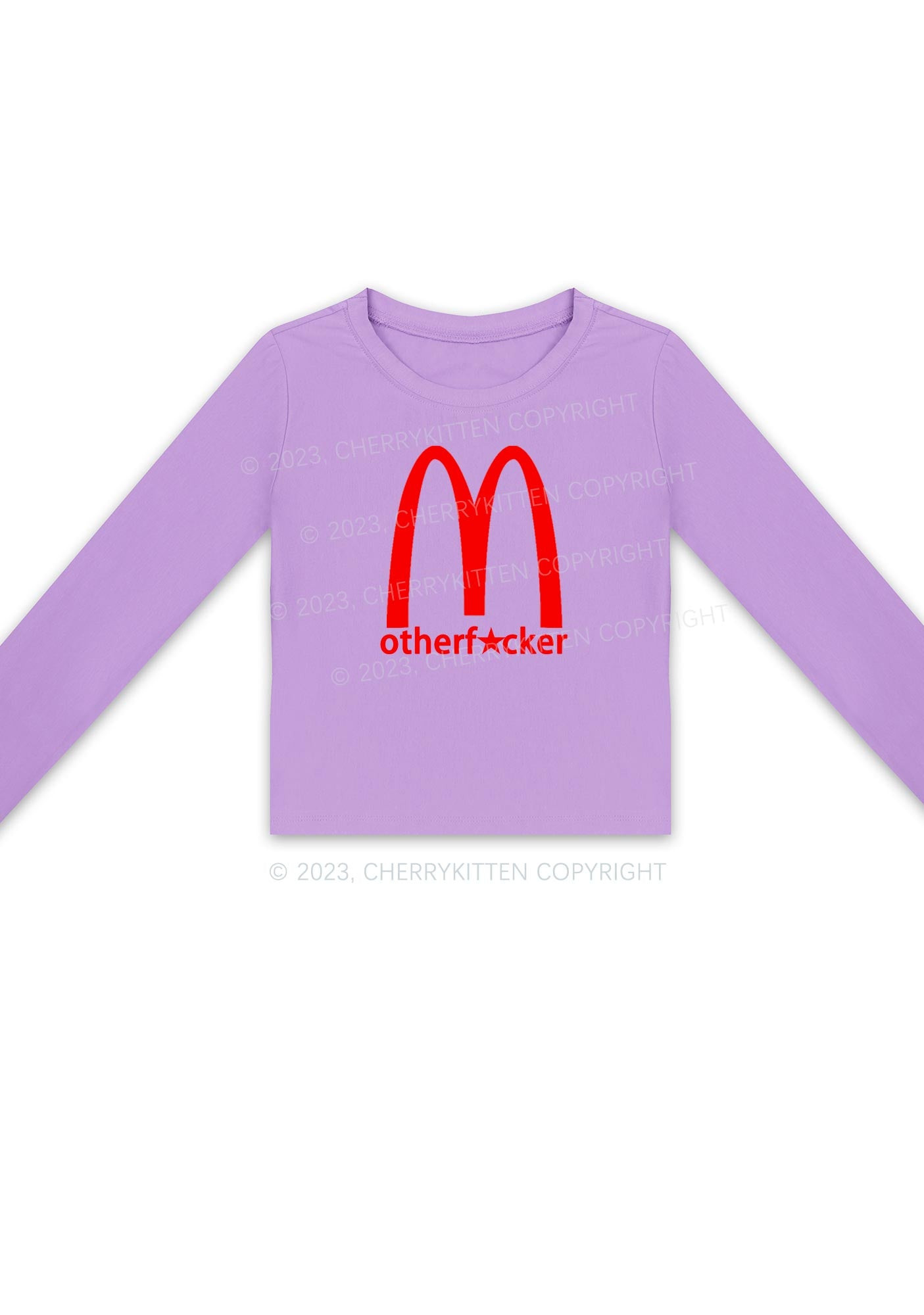 Big Motherfxcker Y2K Long Sleeve Crop Top Cherrykitten