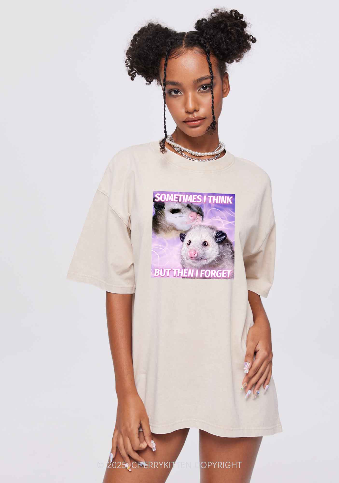 Rats Think Then Forget Y2K Washed Tee Cherrykitten