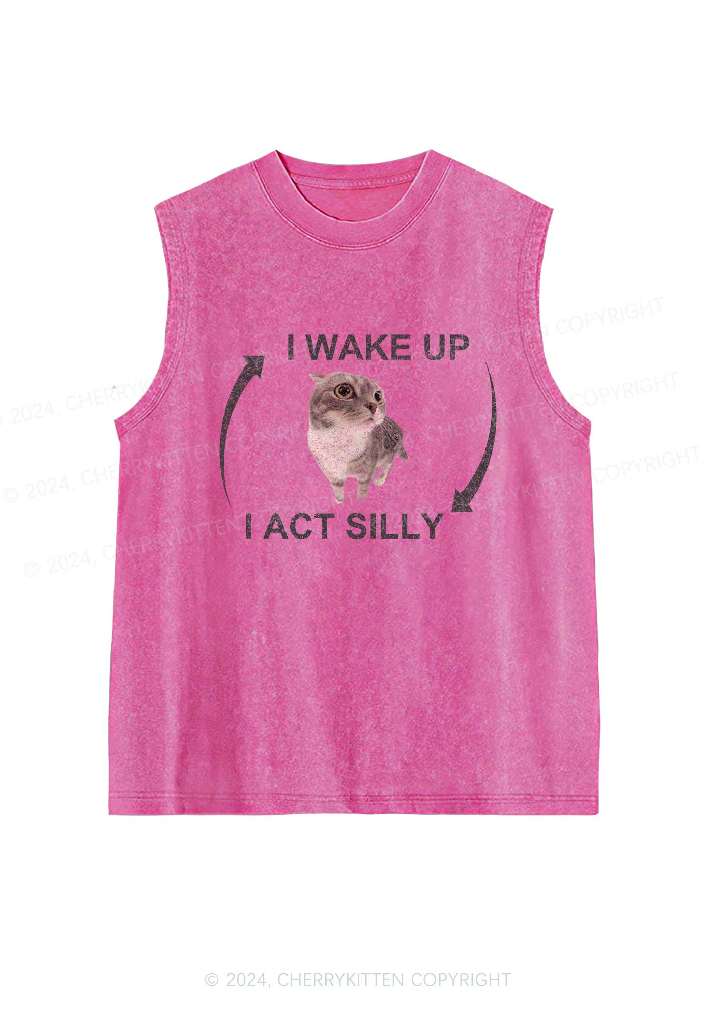 Wake Up Act Silly Y2K Washed Tank Cherrykitten