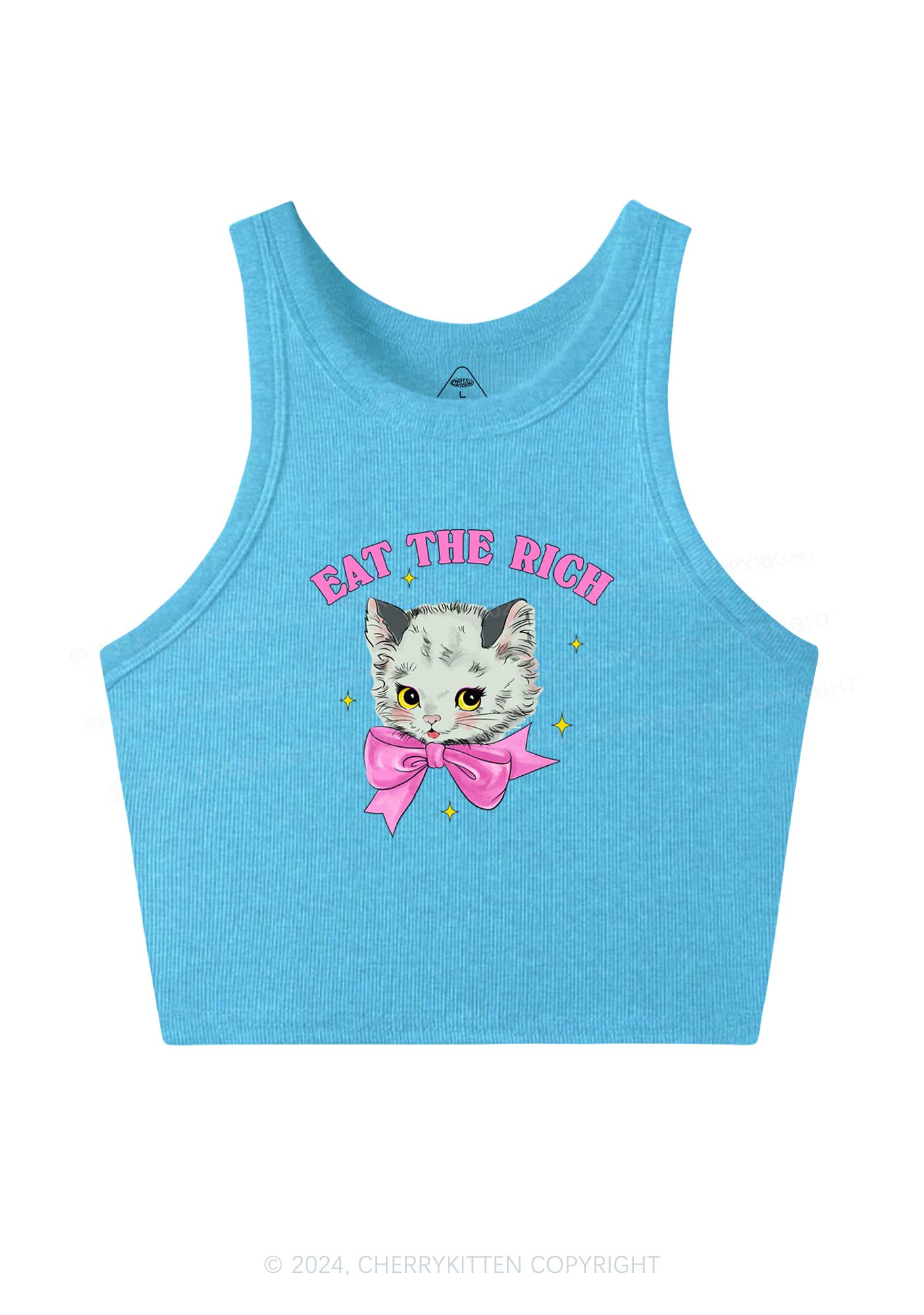 Eat Rich Cat Y2K Crop Tank Top Cherrykitten