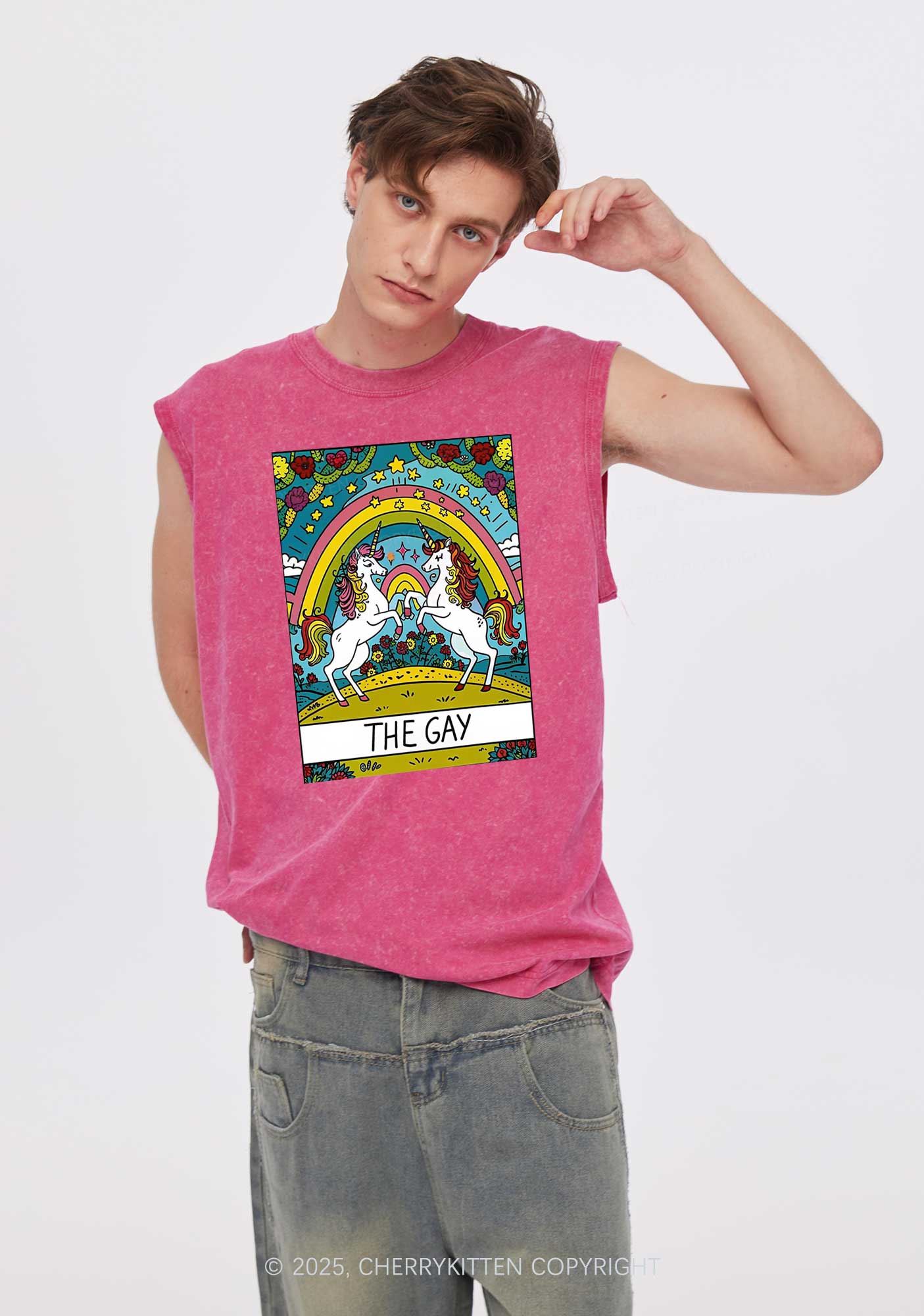 The Gay Unicorn Y2K Washed Tank Cherrykitten