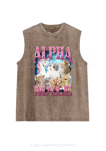 Kitten Unicorn Alpha Male Y2K Washed Tank Cherrykitten