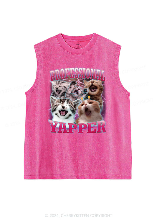 Professional Yapper Cat Y2K Washed Tank Cherrykitten