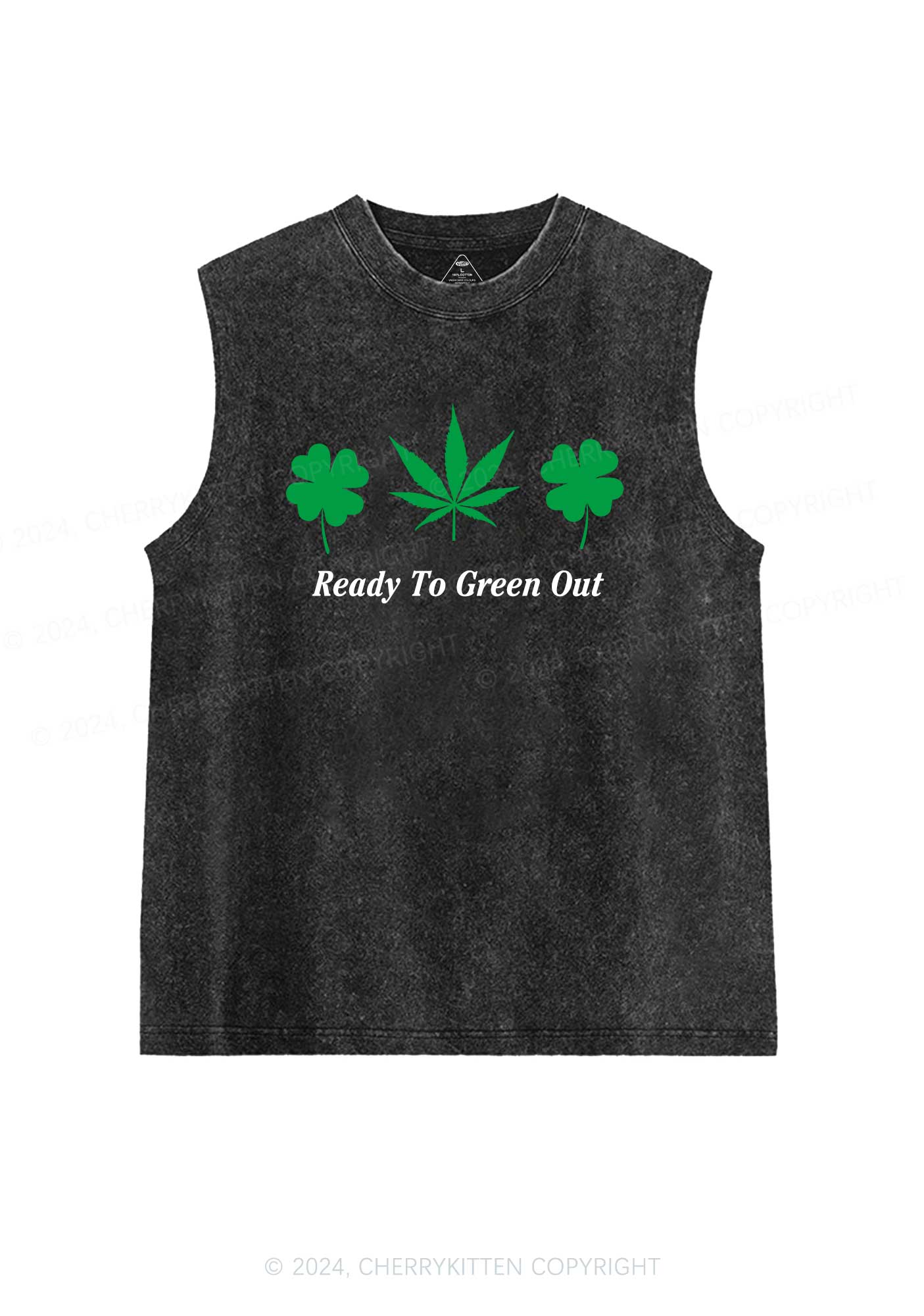 Ready To Green Out St Patricks Y2K Washed Tank Cherrykitten