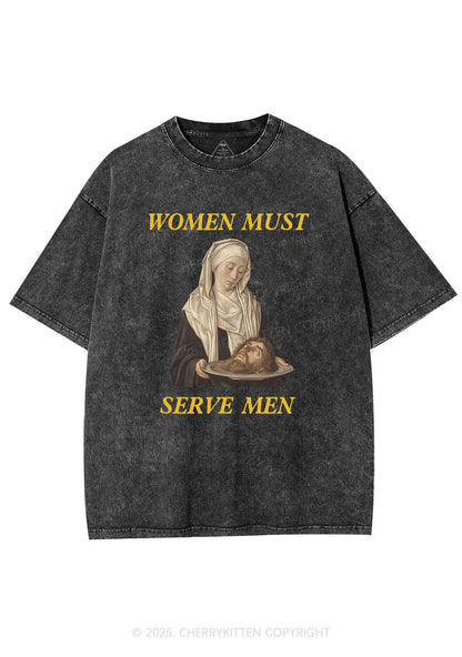 Women Must Serve Men Y2K Washed Tee Cherrykitten