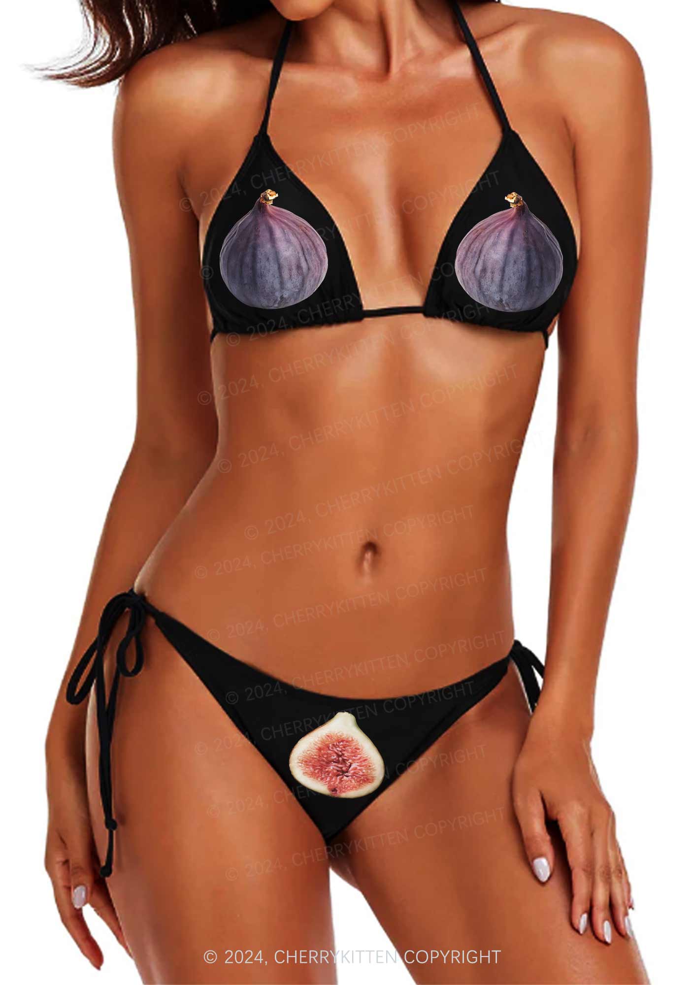 Figs Y2K Halter Triangle Bikini Set Cherrykitten