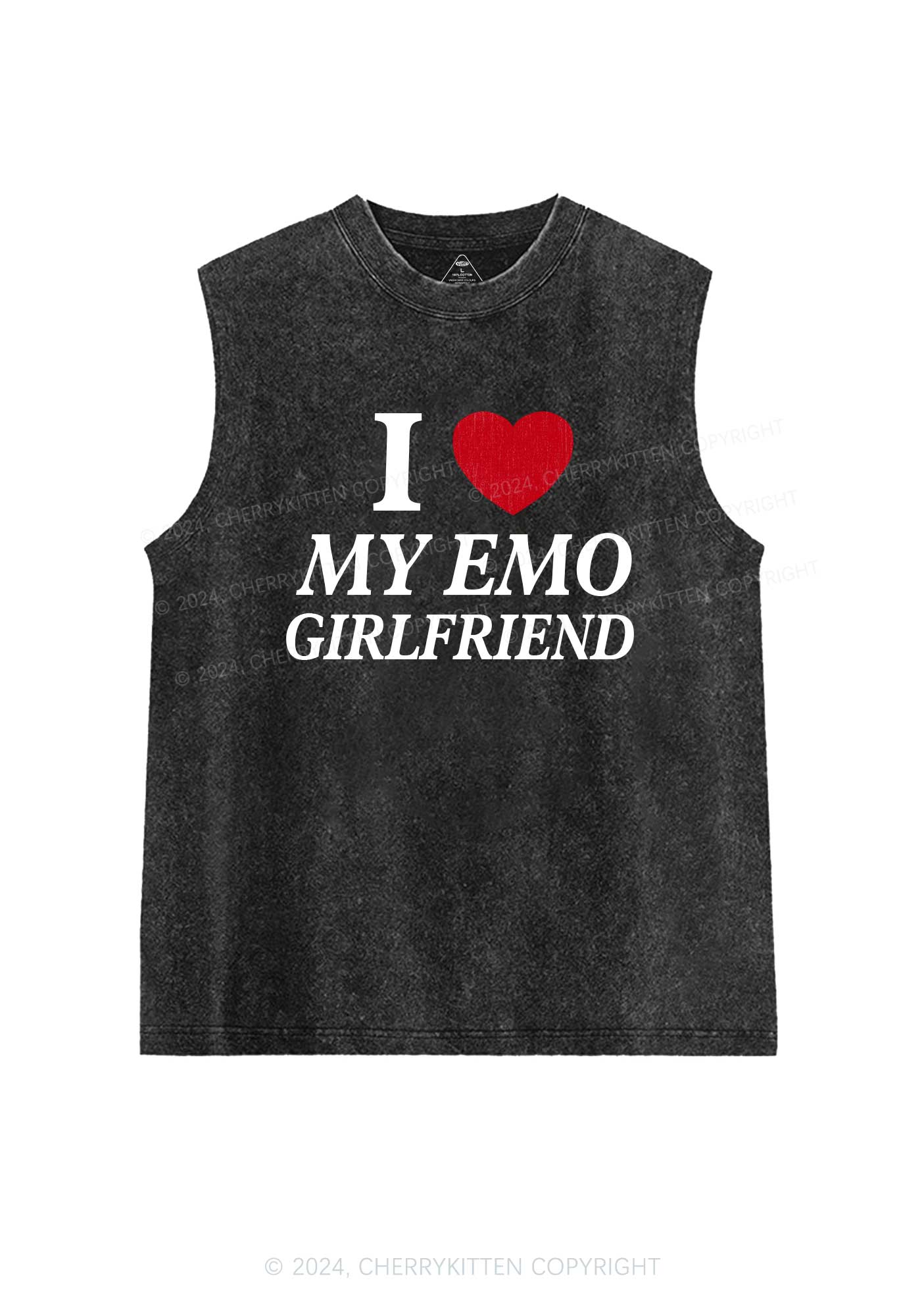 I Love My Emo GF Y2K Valentine's Day Washed Tank Cherrykitten