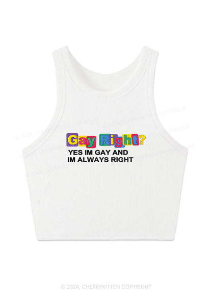 Gay Always Right Y2K Crop Tank Top Cherrykitten