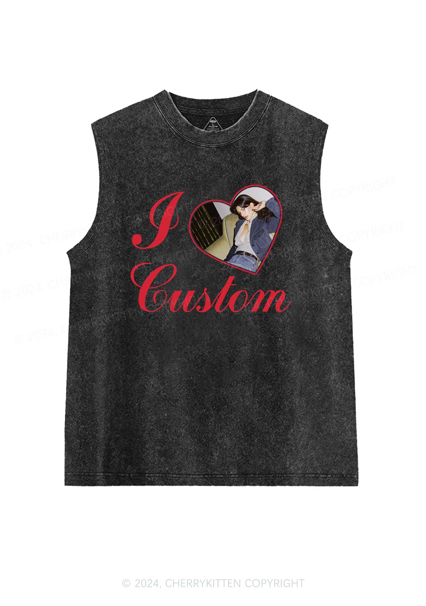 I Love Custom Name Y2K Valentine's Day Washed Tank Cherrykitten