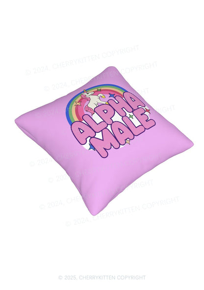 Rainbow Unicorn Alpha Male Y2K Throw Pillow Cover Cherrykitten