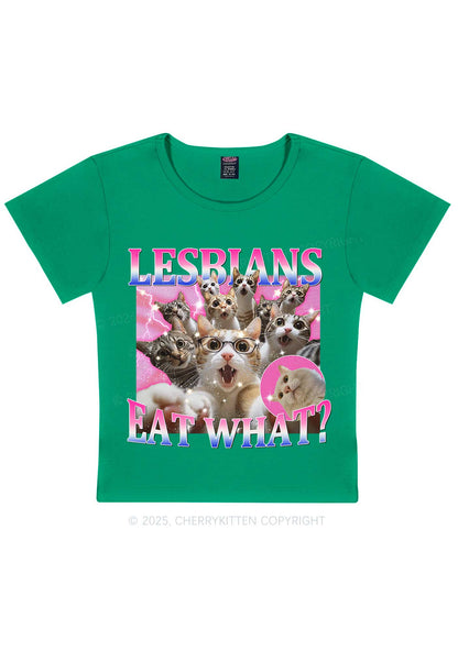 Lesbians Eat What Cat Y2K Baby Tee Cherrykitten