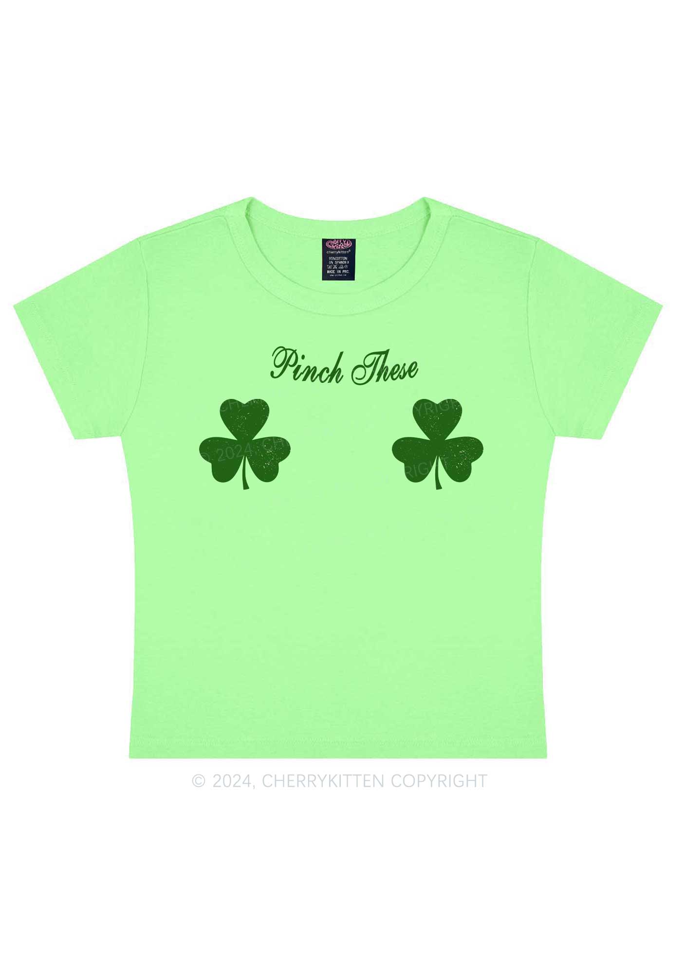 Pinch These St Patricks Y2K Baby Tee Cherrykitten