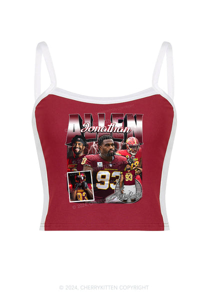 Red Allen Y2K Super Bowl Color Block Crop Cami Top Cherrykitten