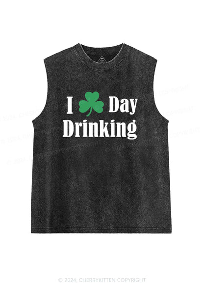 I Love Day Drinking St Patricks Y2K Washed Tank Cherrykitten