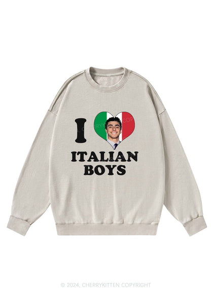 I Love Italian Luigi Y2K Washed Sweatshirts Cherrykitten