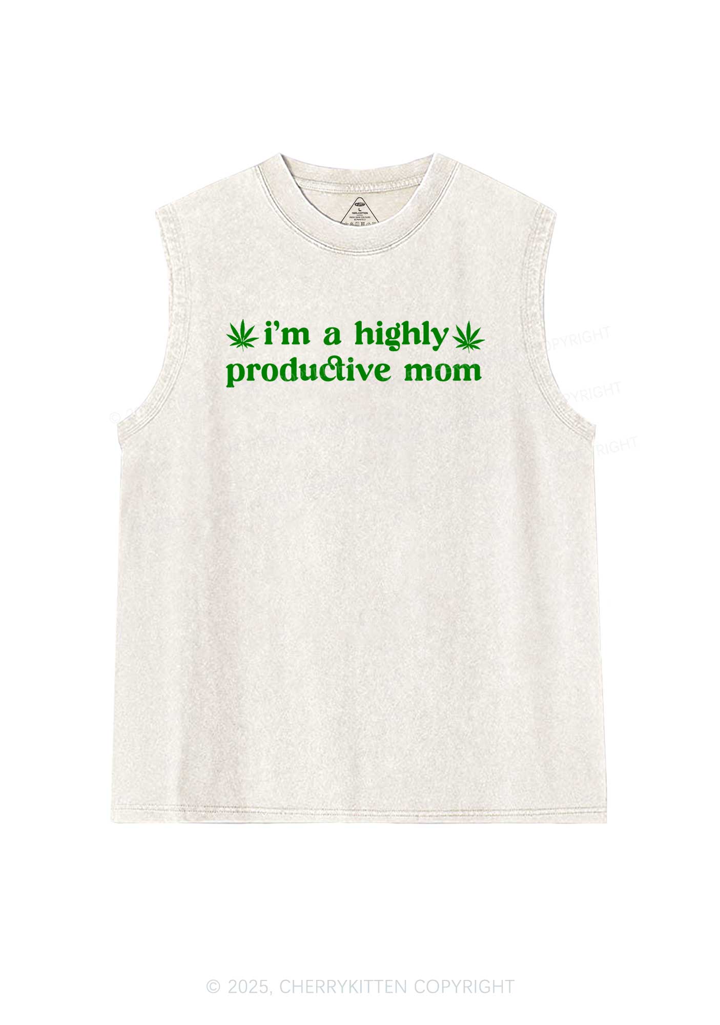 Highly Productive Mom Y2K Washed Tank Cherrykitten