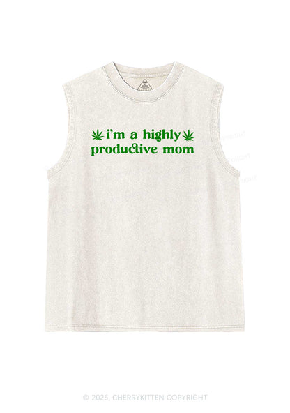 Highly Productive Mom Y2K Washed Tank Cherrykitten