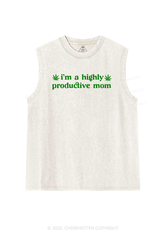 Highly Productive Mom Y2K Washed Tank Cherrykitten