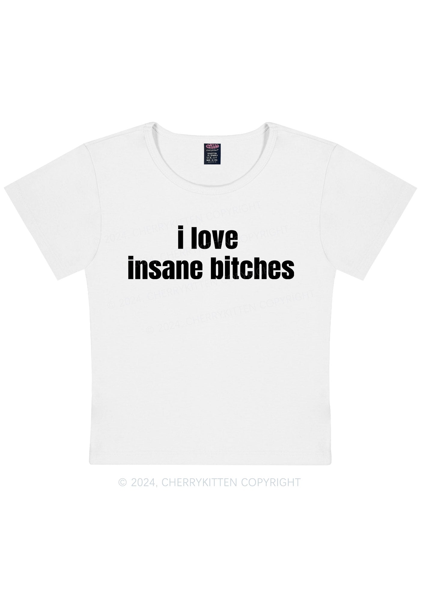 I Love Insane Bxxches Y2K Valentine's Day Baby Tee Cherrykitten