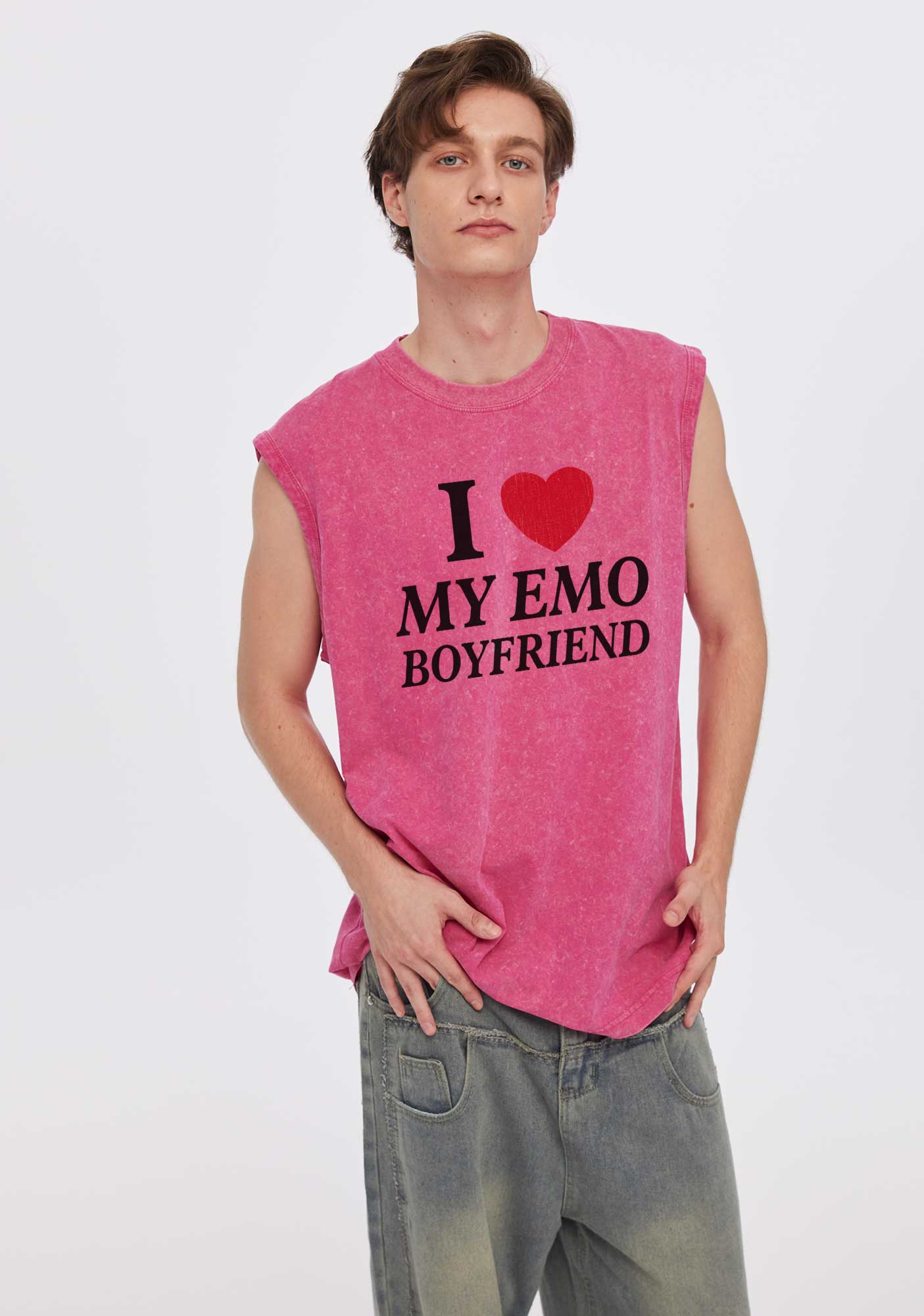 I Love My Emo BF Y2K Valentine's Day Washed Tank Cherrykitten