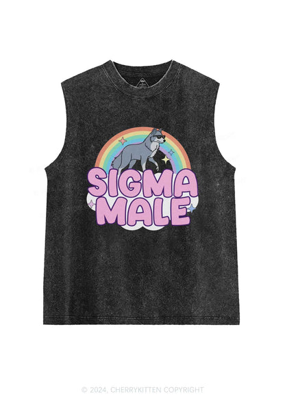 Sigma Male Wolf Y2K Washed Tank Cherrykitten