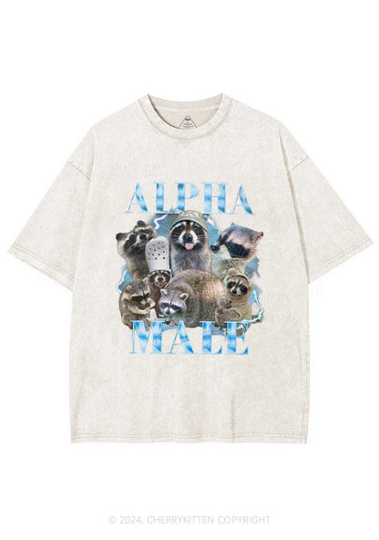 Blue Raccoons Alpha Male Y2K Washed Tee Cherrykitten