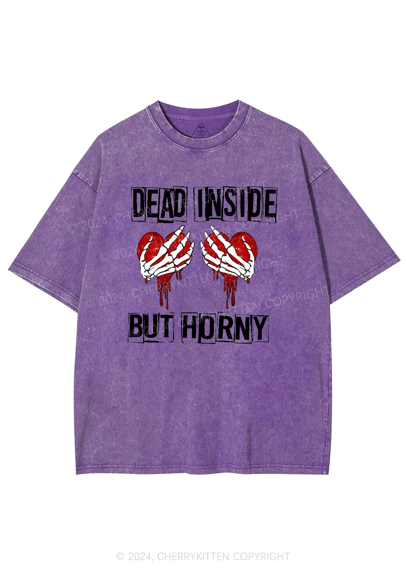 Dead Inside But Hxrny Y2K Valentine's Day Washed Tee Cherrykitten