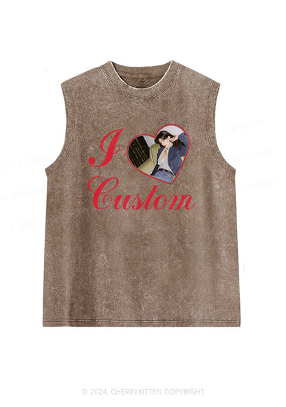 I Love Custom Name Y2K Valentine's Day Washed Tank Cherrykitten