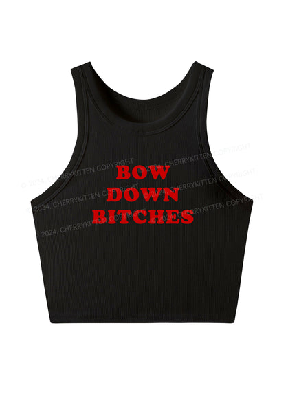 Bow Down Bxxches Y2K Crop Tank Top Cherrykitten