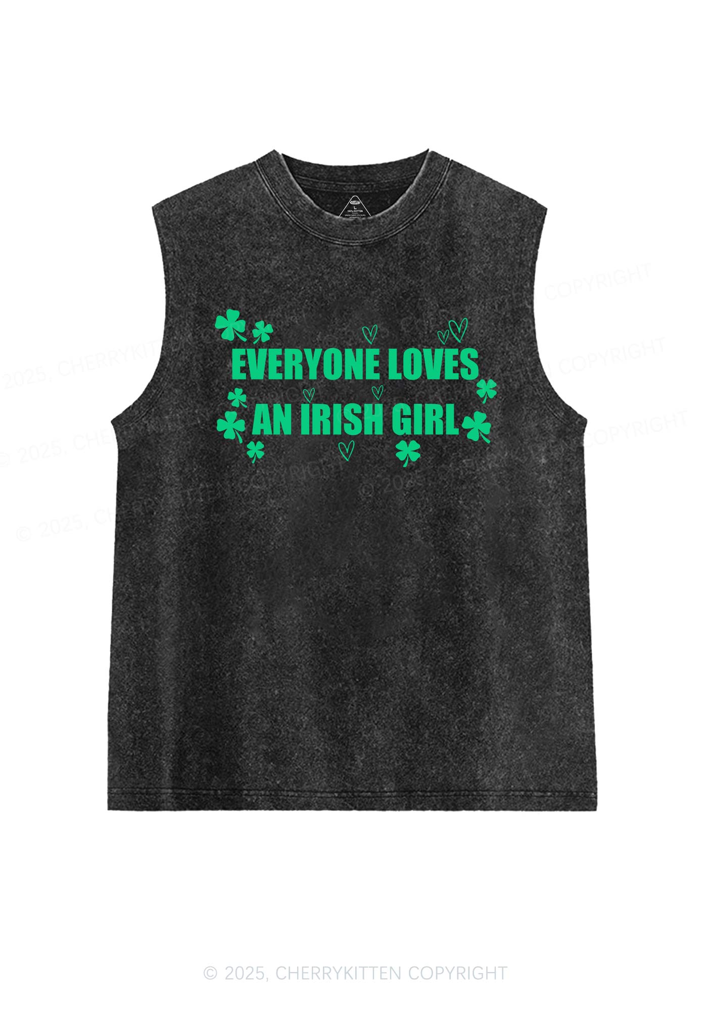 Everyone Loves Irish Girl St Patricks Y2K Washed Tank Cherrykitten